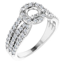 Load image into Gallery viewer, Platinum 5.2 mm Round 1/2 CTW Diamond Semi-Set Engagement Ring

