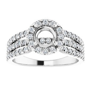 14K White 5.8 mm Round 1/2 CTW Diamond Semi-Set Engagement Ring