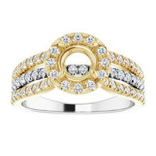 Load image into Gallery viewer, 14K White/Yellow 5.8 mm Round 1/2 CTW Diamond Semi-Set Engagement Ring
