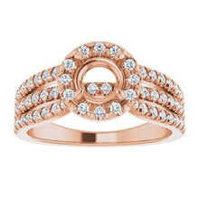 Charger l&#39;image dans la galerie, Bague de fiançailles semi-sertie en diamant 14K rose 5,8 mm ronde 1/2 CTW

