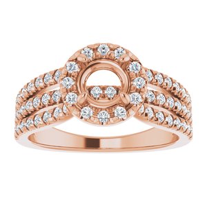 Bague de fiançailles semi-sertie en diamant 14K rose 5,8 mm ronde 1/2 CTW