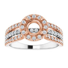 Load image into Gallery viewer, 14K White/Rose 5.8 mm Round 1/2 CTW Diamond Semi-Set Engagement Ring
