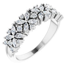 Load image into Gallery viewer, Platinum 3/4 CTW Diamond Floral-Inspired Anniversary Band
