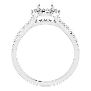 14K White 5.8 mm Round 1/2 CTW Diamond Semi-Set Engagement Ring