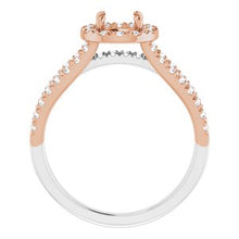 Load image into Gallery viewer, 14K White/Rose 5.8 mm Round 1/2 CTW Diamond Semi-Set Engagement Ring
