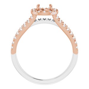 14K White/Rose 5.2 mm Round 1/2 CTW Diamond Semi-Set Engagement Ring