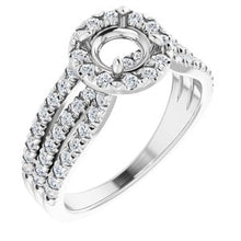 Load image into Gallery viewer, Platinum 5.8 mm Round 1/2 CTW Diamond Semi-Set Engagement Ring
