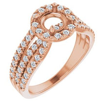 Charger l&#39;image dans la galerie, Bague de fiançailles semi-sertie en diamant 14K rose 5,8 mm ronde 1/2 CTW
