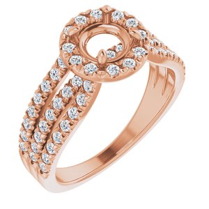 Bague de fiançailles semi-sertie en diamant 14K rose 5,8 mm ronde 1/2 CTW