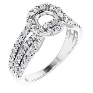 14K White 5.8 mm Round 1/2 CTW Diamond Semi-Set Engagement Ring