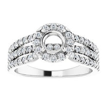 Load image into Gallery viewer, Platinum 5.2 mm Round 1/2 CTW Diamond Semi-Set Engagement Ring
