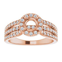 Charger l&#39;image dans la galerie, Bague de fiançailles semi-sertie en diamant 14K rose 5,2 mm ronde 1/2 CTW
