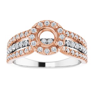 14K White/Rose 5.2 mm Round 1/2 CTW Diamond Semi-Set Engagement Ring