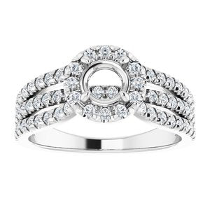 Platinum 5.2 mm Round 1/2 CTW Diamond Semi-Set Engagement Ring
