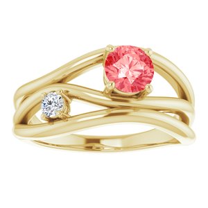 14K Yellow 5/8 CTW Pink & White Lab-Grown Diamond Ring