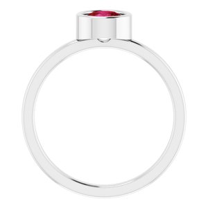 14K White Ruby Ring