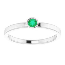 Charger l'image dans la galerie, Sterling Silver 3 mm Round Chatham¬Æ Lab-Created Emerald Ring
