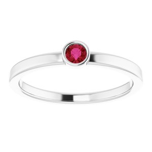 Sterling Silver 3 mm Round Chatham¬Æ Lab-Created Ruby Ring