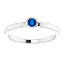Load image into Gallery viewer, Sterling Silver 3 mm Round Chatham¬Æ Lab-Created Blue Sapphire Ring
