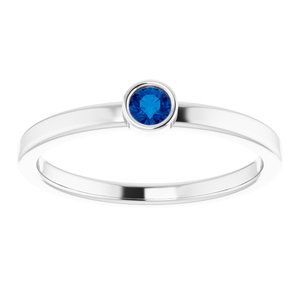 Sterling Silver 3 mm Round Chatham¬Æ Lab-Created Blue Sapphire Ring