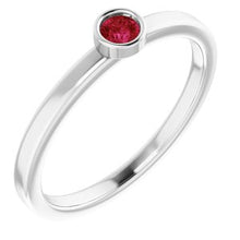 Load image into Gallery viewer, Sterling Silver 3 mm Round Chatham¬Æ Lab-Created Ruby Ring
