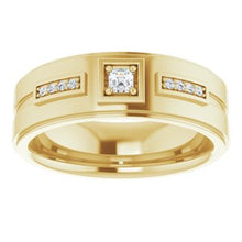 Charger l&#39;image dans la galerie, Bague pour homme en or jaune 14K avec diamant 1/6 CTW
