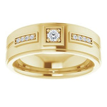 Charger l&#39;image dans la galerie, Bague pour homme en or jaune 14K avec diamant 1/6 CTW

