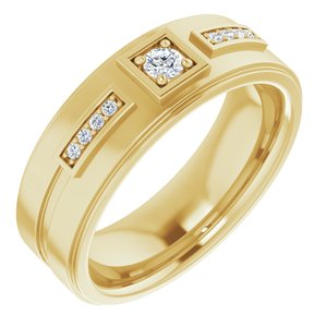 Bague pour homme en or jaune 14K avec diamant 1/6 CTW