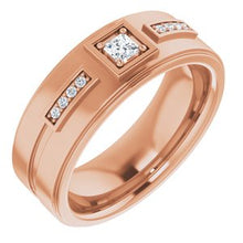 Charger l&#39;image dans la galerie, Bague pour homme en or rose 14K avec diamant 1/5 CTW
