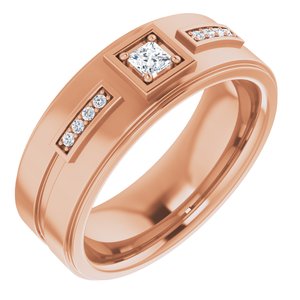 Bague pour homme en or rose 14K avec diamant 1/5 CTW