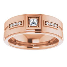 Charger l&#39;image dans la galerie, Bague pour homme en or rose 14K avec diamant 1/5 CTW
