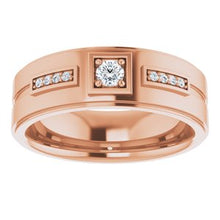 Charger l&#39;image dans la galerie, Bague pour homme en or rose 14K avec diamant 1/5 CTW

