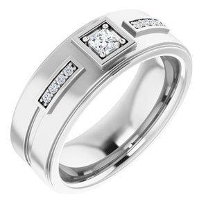 14K White 1/5 CTW Diamond Men's Ring