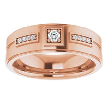 Charger l&#39;image dans la galerie, Bague pour homme en or rose 14K avec diamant 1/6 CTW
