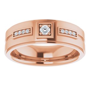 Bague pour homme en or rose 14K avec diamant 1/6 CTW