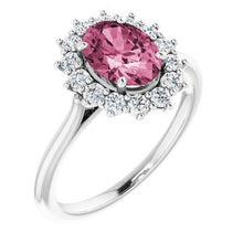 Load image into Gallery viewer, Platinum Pink Tourmaline &amp; 3/8 CTW Diamond Ring
