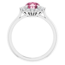 Load image into Gallery viewer, Platinum Pink Tourmaline &amp; 3/8 CTW Diamond Ring

