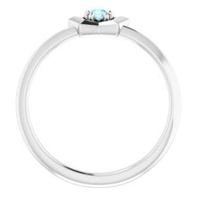 Load image into Gallery viewer, Sterling Silver 3 mm Round March Youth Star Birthstone Ring
