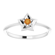 Load image into Gallery viewer, Sterling Silver 3 mm Round November Youth Star Birthstone Ring
