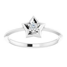 Load image into Gallery viewer, Sterling Silver 3 mm Round April Youth Star Birthstone Ring
