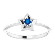 Load image into Gallery viewer, Sterling Silver 3 mm Round September Youth Star Birthstone Ring

