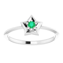 Load image into Gallery viewer, Sterling Silver 3 mm Round May Youth Star Birthstone Ring
