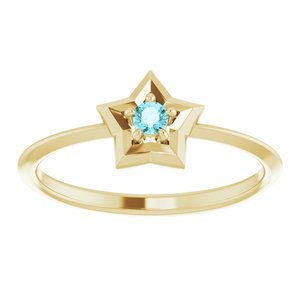 14K Yellow 3 mm Round December Youth Star Birthstone Ring