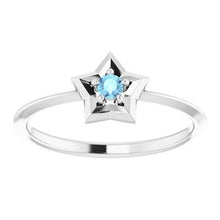 Load image into Gallery viewer, Sterling Silver 3 mm Round March Youth Star Birthstone Ring
