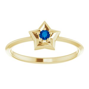 14K Yellow 3 mm Round September Youth Star Birthstone Ring