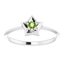 Load image into Gallery viewer, Sterling Silver 3 mm Round August Youth Star Birthstone Ring
