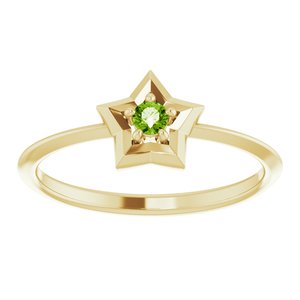 14K Yellow 3 mm Round August Youth Star Birthstone Ring