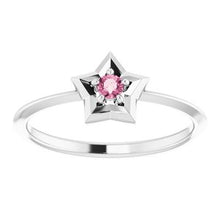 Load image into Gallery viewer, Sterling Silver 3 mm Round October Youth Star Birthstone Ring
