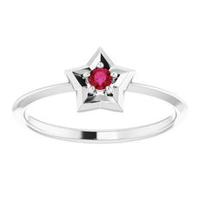 Charger l'image dans la galerie, Sterling Silver 3 mm Round July Youth Star Birthstone Ring
