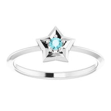 Load image into Gallery viewer, Sterling Silver 3 mm Round December Youth Star Birthstone Ring
